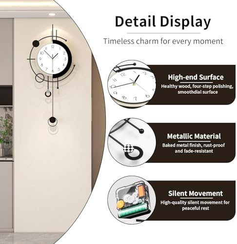 Modern Wall Clock for Living Room Decor 15 Inch Big Decorative Black Metal Wall - Image 7