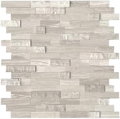 SUNWINGS 5-Sheet Peel and Stick Mosaic Natural 3D Stone Self Adhesive Marble by Sunwings