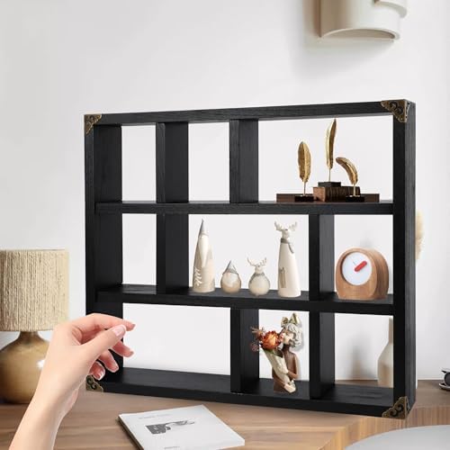 17.7x15.7-Inch Shadow Box Shelf 9-Slot Rustic Floating Shelves Larger Wall - Image 2