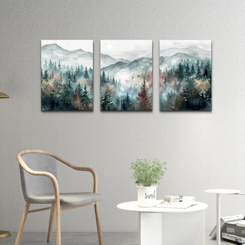 TTHYUEWS Wall Art For Living Room Farmhouse Decor For Bedroom Office Fog Forest - Image 4