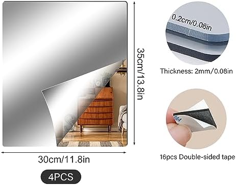 Fantasyon 4 Pieces Flexible Mirror Sheets, 2mm Thickness Decorative Self - Image 2