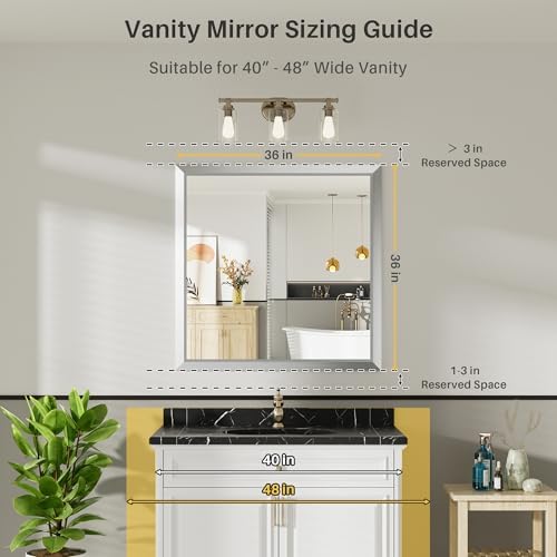 Briivue Bathroom Wall Mirror, 36x36 Inch - Image 2