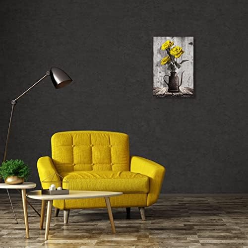YPY Vintage Yellow Rose Canvas Wall Art, Bedroom Kitchen Farmhouse Artwork - Image 5