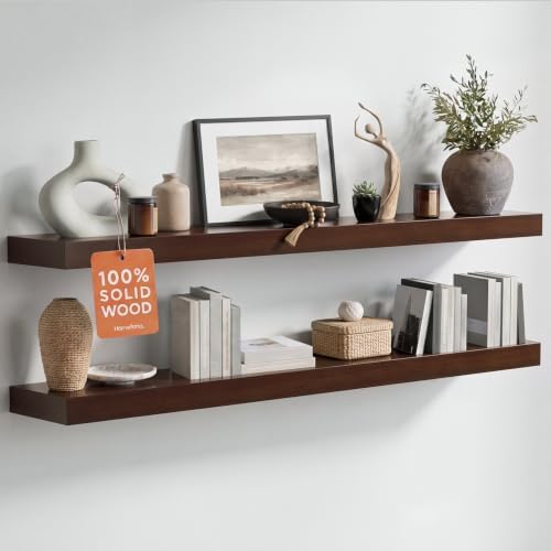 Homeforia 42 Inch Floating Shelves, High-End Solid Pine Wood by Homeforia