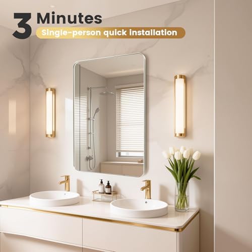18X30Inch Brushed Nickel Bathroom Mirrors - Image 4