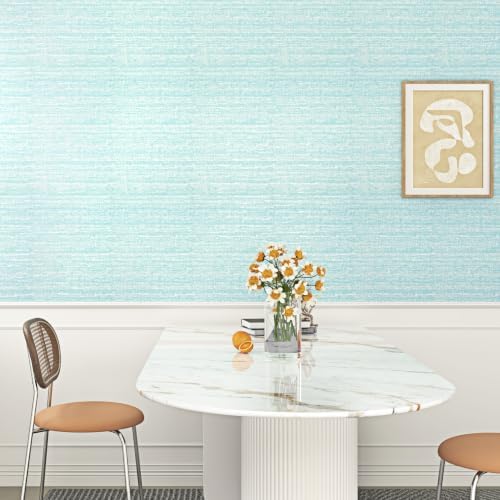 Grasscloth Peel and Stick Wallpaper Blue Textured Contact Paper - Image 2