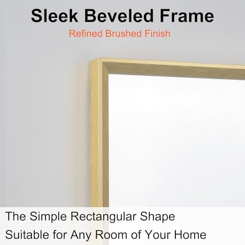 Bathroom Mirror for Wall, 40x30 Inch Framed Vanity Mirror Brushed Gold - Image 2