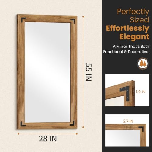 Wood Framed Full Length Mirror for Wall - Image 2