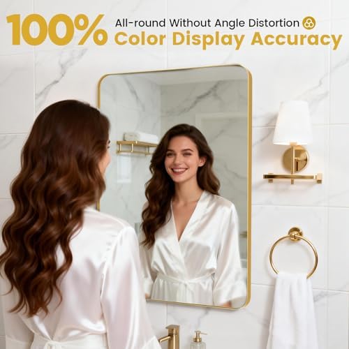 22X30Inch Gold Bathroom Mirror for Over Sink - Image 2