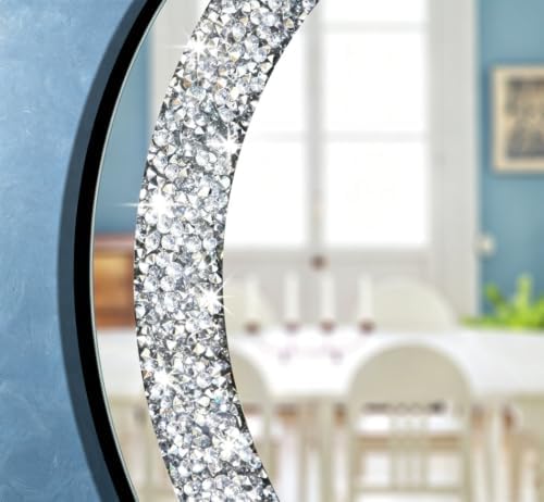 Crystal Crush Diamond Sparkly Round Silver Mirror - Image 2