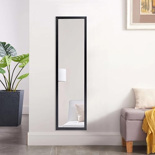 13x49 Black Rectangle Standing Floor Mirror, Wall-Mountable & Freestanding - Image 2