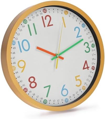 Kids Wall Clock Silent Non-Ticking Colorful Childrens Clock Round Decorative - Image 2