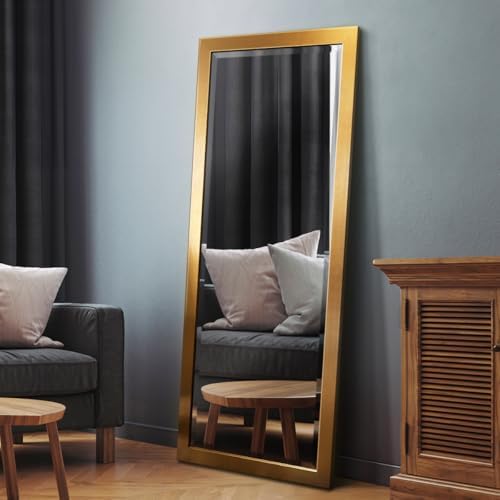 Renditions Gallery Full Length Mirror Shiny Gold Wood Frame Full Body Wall - Image 5