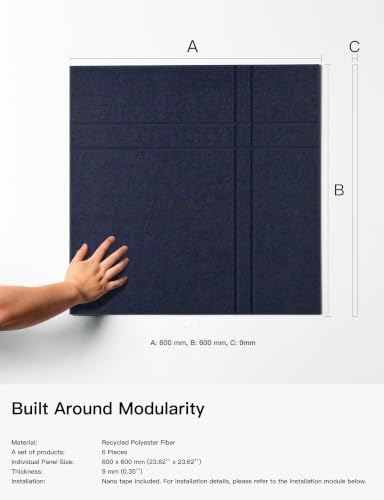 Soundproofing Panels, Decorative Acoustic Wall Art, Sound Absorbing, 6 Pack - Image 4