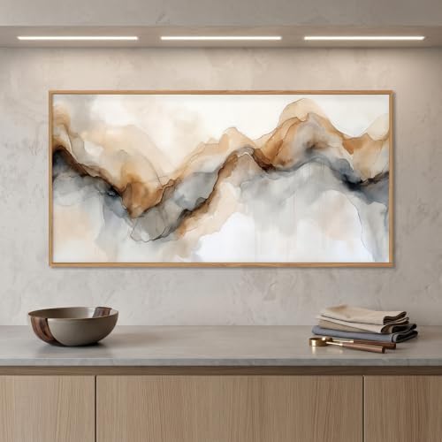 Abstract Neutral Watercolor Framed Canvas Wall Art Set -20"×40" - Image 3