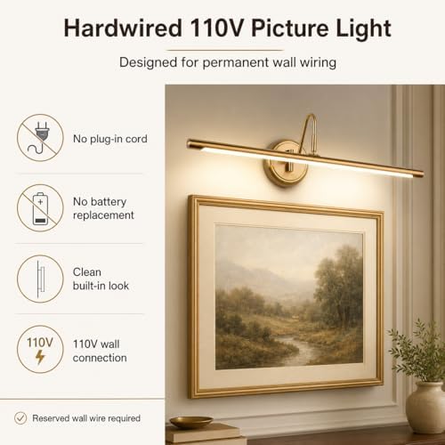 JOOSENLUX Dimmable Led Picture Lights 24.4'' Brass Golden-Like Hard-Wired - Image 3