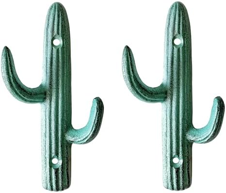 Rustic Cactus-Shaped Decorative Wall Hook Rack Hangers by Zorues