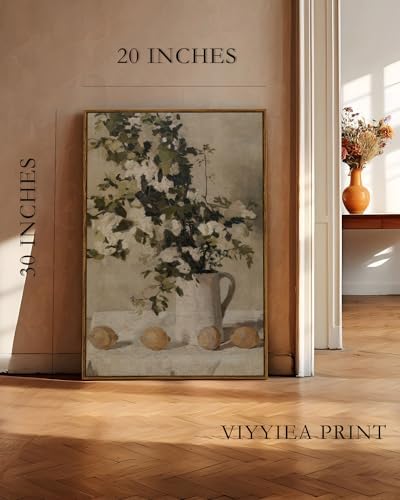 VIYYIEA Vintage Floral Large Framed Wall Art, Flowers and Lemons Paingtings - Image 4