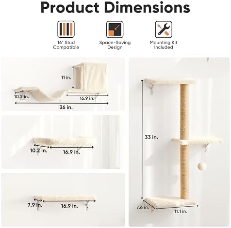 FUKUMARU Cat Wall Shelves, 4 in 1 Set - Image 5