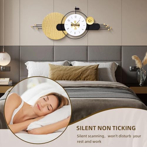 47x19 Inch Modern Silent Wall Clock, Oversized Statement Decor - Image 3