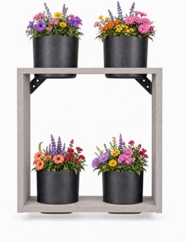 Hanging Planter Line, Plant Hanger, Stone Gray, 4 Pots Case by Vioscapes