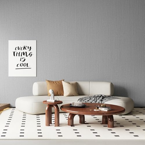 24"x393" Gray Fabric Peel and Stick Linen Textured Wallpaper - Image 2