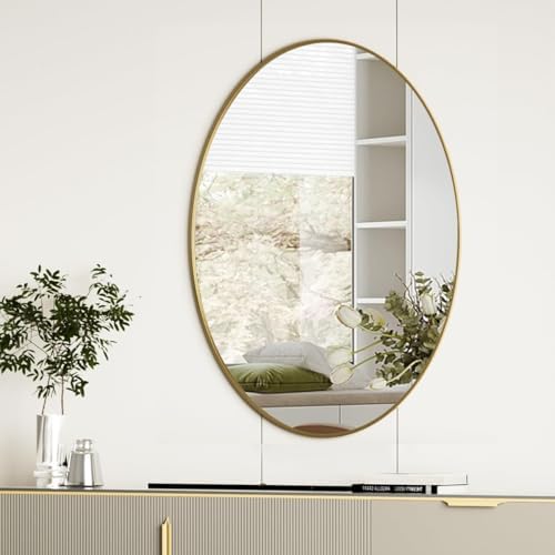 Koonmi Gold Oval Bathroom Mirror by KOONMI