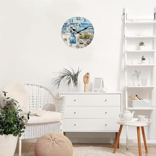 Large Coastal Beach Wall Clock 20 Inch Silent - Image 4