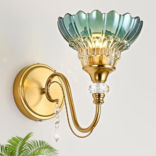 1 Piece Vintage Wall Sconce, 1-Light Brushed Gold Finish Wall Sconce - Image 2