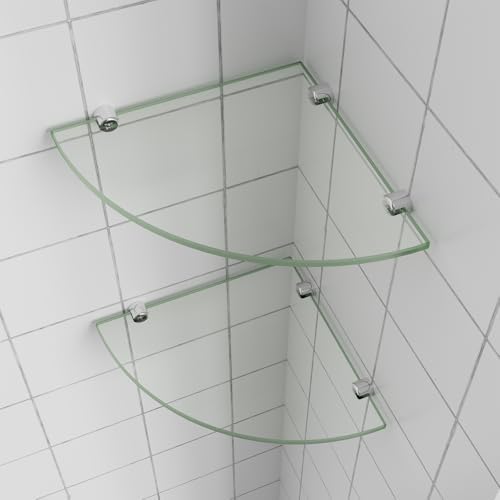 Glass Corner Shelf, Rustproof Glass Shower Shelves - Image 5