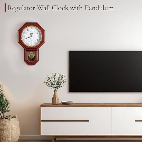 Pendulum Wall Clock, Imitation Wood Plastic Regulator Wall Clocks - Image 2