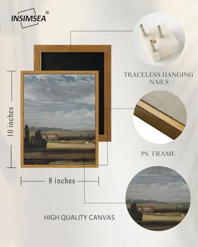 InSimSea Framed Canvas Wall Art, Vintage Landscape Painting, Rustic Nature - Image 4