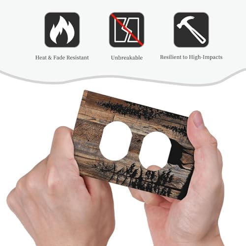 Outlet Covers Rustic Forest Antler Elk Deer Silhouettes Animals Wood Grain 1 - Image 6