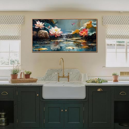 Anolyfi Lotus Canvas Large Framed Wall Art - Image 6