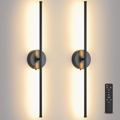 Wall Sconces Battery Operated Set of 2, 27.6 Inch Dimmable USB Rechargeable by Unknown