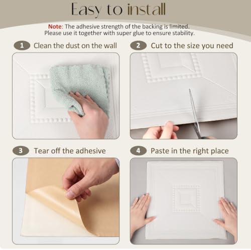 Nuanchu 40 Pcs 13.8 x 13.8 Inch Ceiling Tiles Peel and Stick - Image 3