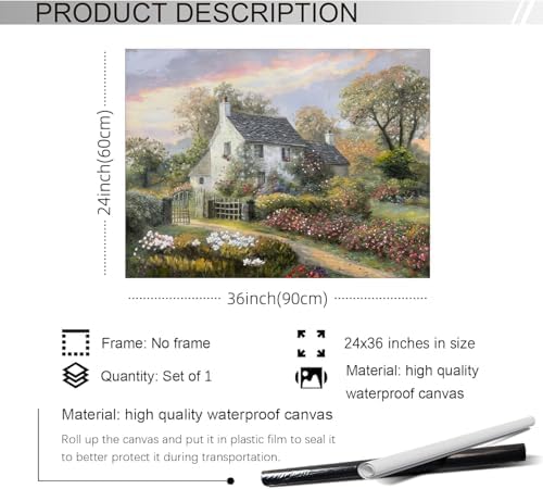 Haitunone French Country Oil Painting Wall Art Farmhouse Cottage Garden Posters - Image 2