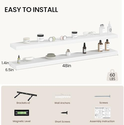 Vivelove 48 Inch Floating Shelves Wall Mounted - Image 3