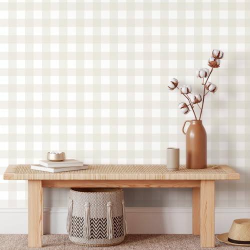 Cohoo Home Plaid Peel and Stick Wallpaper Gingham Checkered 17.3''×78.7'' by CohooHome