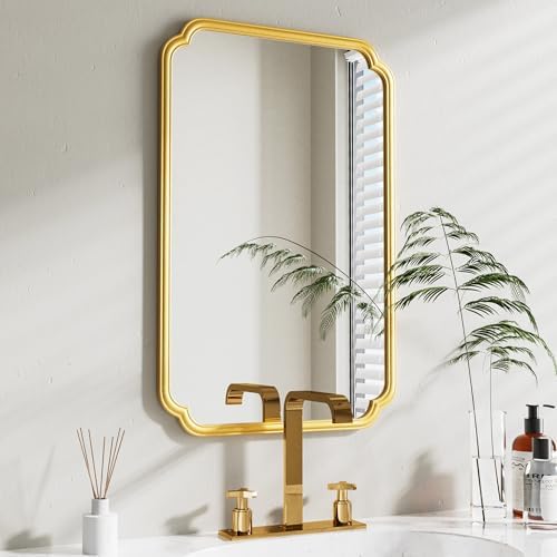 Ferytange 22x34 Inch Gold Bathroom Mirror, Metal Framed Wall Mirror by FerytangeHome
