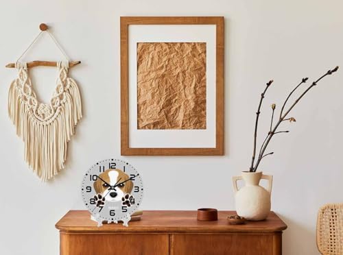 Dog Wall Clock 10 inch Round Dog Paw Silent Non Ticking Wood Wall Clocks - Image 3
