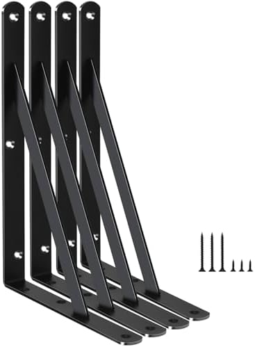 4 Pack L11 x H 8" Black Heavy Duty Shelf Brackets by MHMYDZ