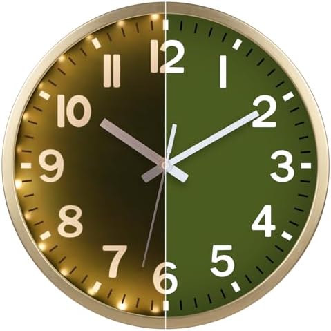 JoFomp Green Wall Clocks Battery Operated Night Glow, 12 Inch Sound Control by JoFomp