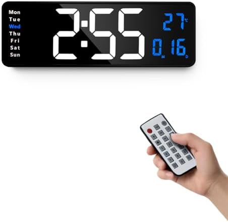 Lgooiin Digital Wall Clock Large Display, 16.2 Inch, LED Digital Clock by Lgooiin