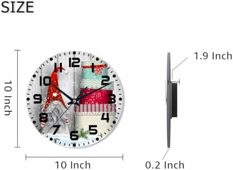 Nordic Christmas Motive Wall Clock Tomte Standing Wooden Wall in Snow Battery - Image 2