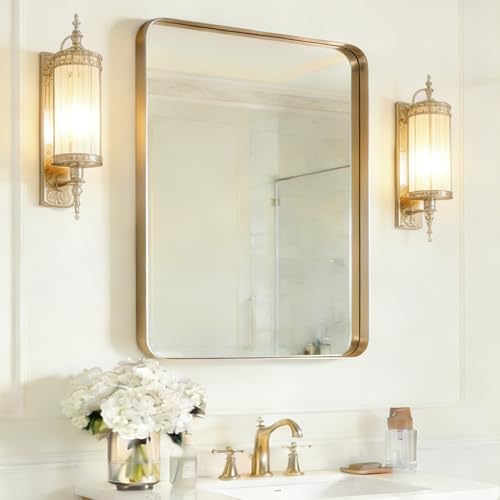 USHOWER Gold Bathroom Mirror 22"x30", Rectangle Mirror by USHOWER