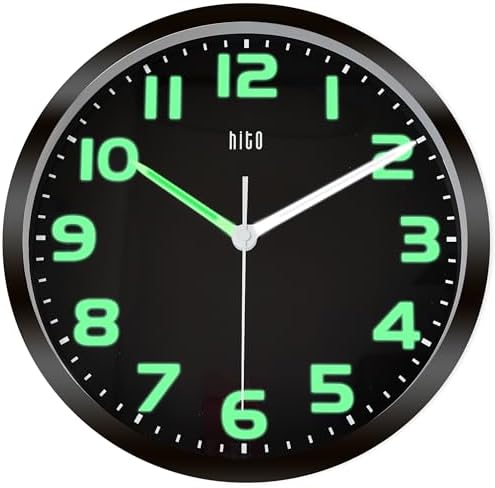HITO 10 Inch Night Light Wall Clock Battery Operated Brightness Adjustable by hito