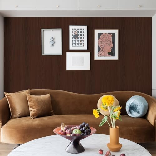 Wood Grain Contact Paper Peel and Stick Self Adhesive Wallpaper Red Brown - Image 3