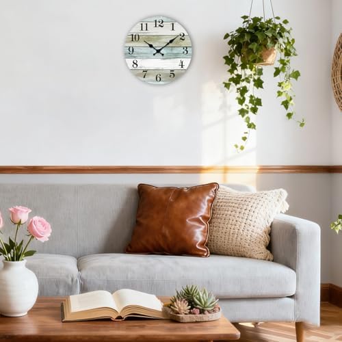 Wall Clock Silent Non-Ticking Wooden Clocks Battery Operated 8 Inch Small - Image 6