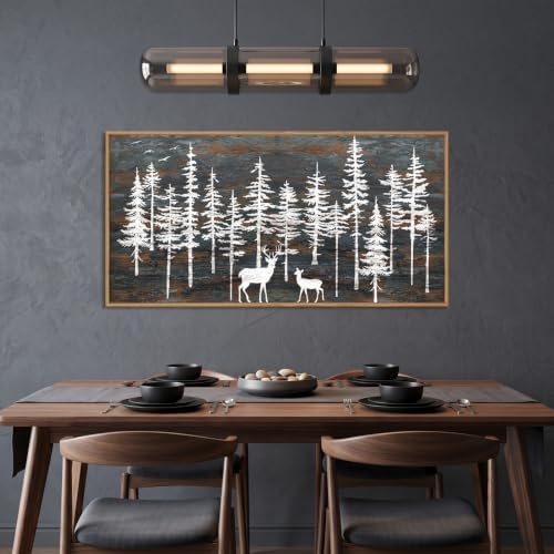 Celestdeco Modern White Forest Framed Canvas Wall Art Set, Minimalist Woodland - Image 3